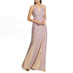 NWT Olivia Palermo printed halter silk maxi dress